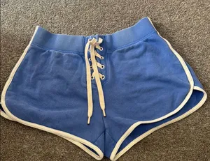 ⭐️AERIE Blue and White Lace-Up Women's Lounge Shorts thumbnail 1