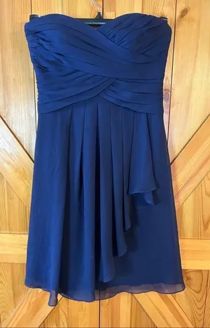 David’s Bridal Strapless Prom Homecoming Dress Navy Back Zip Size 2 (5436) thumbnail 1