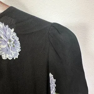 Reformation‎ Size 0 Jumpsuit Black Floral Short Sleeve V Neck Wedding Guest thumbnail 7