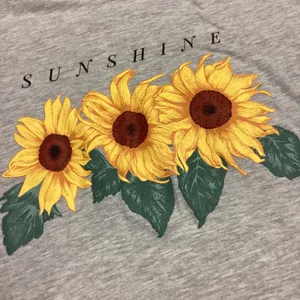 Awake Sunshine Sunflowers Raw Rolled Edge Gray Tee * Medium thumbnail 4