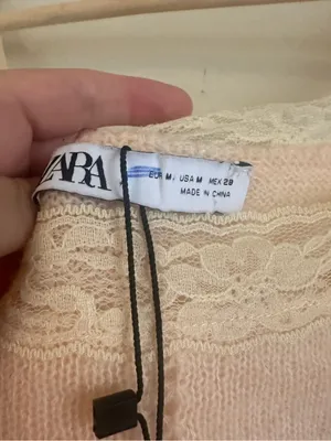 NWT Zara Pointelle Knit Lace Trim Crop Tank thumbnail 3