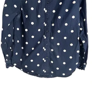 J. Crew Women's Size 6 Blue Polka Dot Ruffle‎ Neck Button-Up Shirt thumbnail 4