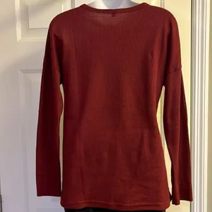 Unbranded Brick Red Pullover Long Sleeve Thermal Crew Neck Shirt- Small thumbnail 3