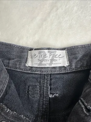 We the Free Washed Black Denim Frayed Hem Shorts thumbnail 2