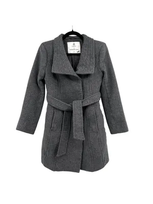 Babaton Connor Button-up Wrap Coat Funnel Neck Size XS Gray Wool-Blend Belted thumbnail 3
