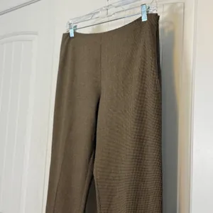 Eleven Luxe Dress Pants 10 Brown Micro Houndstooth High Waist Straight Leg Zip thumbnail 7