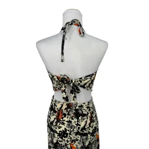 Suen Noaj Molaga Bird Maxi Dress L Floral Halter Cutout Tropical Travel Resort thumbnail 9