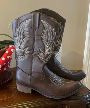 Western Cowboy Cowgirl Boots Brown Embroidered Women’s 40 thumbnail 1