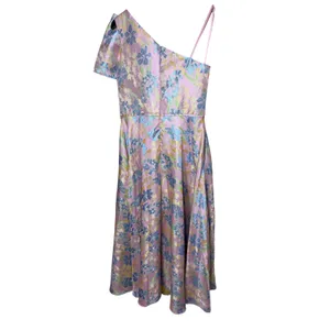 IEENA for Mac Duggal Pink Floral Brocade One Shoulder Bow Maxi Dress 10 thumbnail 6