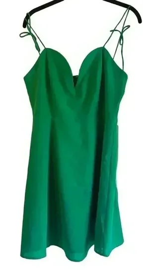 Elegant Green Spaghetti Strap Mini Dress Cocktail Party Sweetheart Neckline B26‎ thumbnail 1