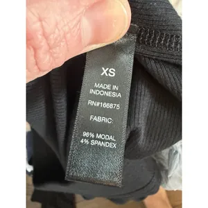 Nuuds Black Ribbed Slinky Modal Black Lounge Pants Wide Leg High Rise XS NEW $88 thumbnail 4