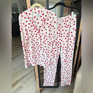 The Cat's Pajamas set pima modal button down shirt top pants Sprinkle polka Dots thumbnail 2