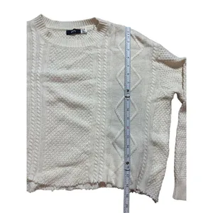 BDG ivory twist cable chunky knit‎ sweater with elbow patch sz XS thumbnail 6