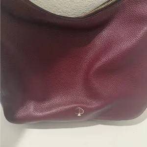 Kate Spade Polly Medium Leather Shoulder Hobo Bag Cherrywood Burgundy Wine thumbnail 8