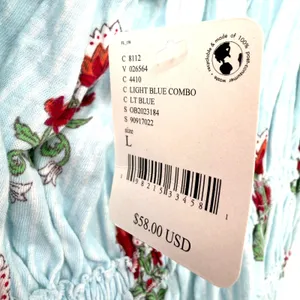 We The Free Dolce Vita Tank Top Women L Blue Floral Smocked Boho Cottage Coastal thumbnail 5