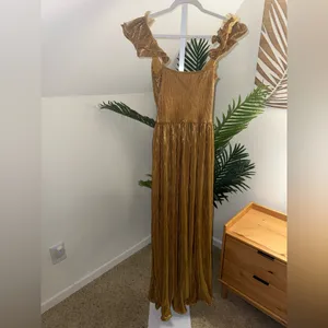 SAYLOR IMARA MAXI GOLD PLEATED DRESS SZ‎ Small thumbnail 2
