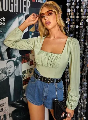 Long Sleeve Crop Top thumbnail 1