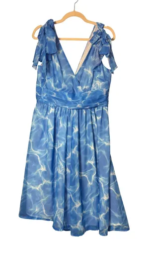 L'atiste by Amy Dress L Blue Water Ripple Tie Shoulder Mermaidcore Resortwear thumbnail 1