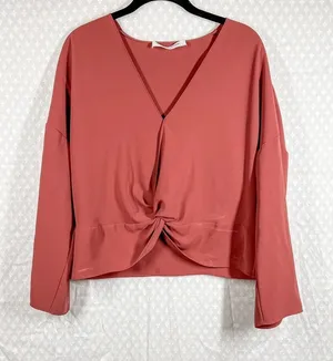 Amanda Uprichard‎ Orange Brown Twist Front Top thumbnail 1