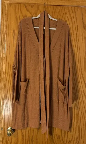 Intimately Free People Women's Rust Cardigan Ribbed Sweater - Size L thumbnail 1