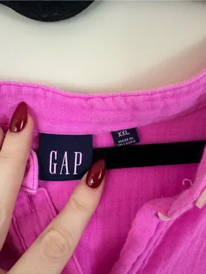 GAP Cotton Gauze Mini Shirtdress Bright Pink Button Front Size XXL thumbnail 3
