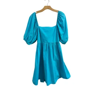 A New Day Teal Puff Sleeve Square Neck Cotton Pocket Mini Dress Size M‎ thumbnail 2