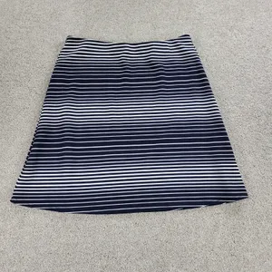 Margaret M Womens Skirt‎ Large Navy White Stripe A Line Mini Stretch Lined thumbnail 10