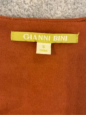 Gianni Bini Rust Suede Open-Front Jacket with Braided Trim Size Small thumbnail 3