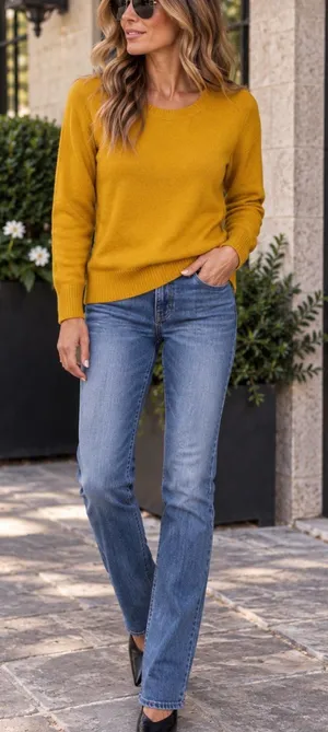 J. Crew Wool Blend Women's Scoop Neck Sweater in Marigold Size Medium thumbnail 1