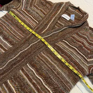 Alfred Dunner Open Front Sweater Cardigan Neutral Tone Women’s Sz Large Metallic thumbnail 6
