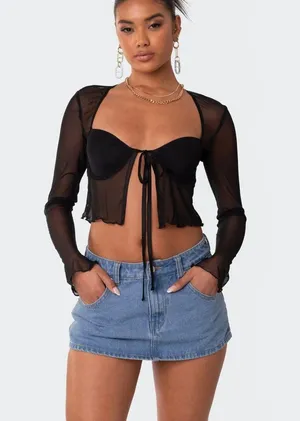 Edikted Tie Front Cupped Mesh Top NWT thumbnail 1