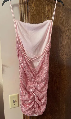 pink sparkly mini dress Size L thumbnail 3
