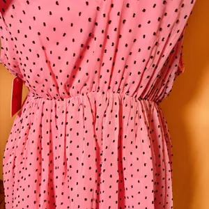BuddyLove Melanie Tie Shoulder Mini Dress Pink Black‎ Polka Dot V-Neck Large NWT thumbnail 4