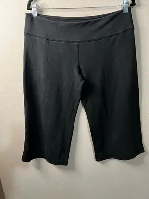 Sansara Black Yoga Wide Leg Crop Capri Leggings Mid Rise Athleisure thumbnail 2