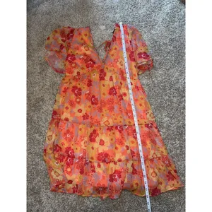 Orange Floral Peach Love California Dress Size Small thumbnail 6