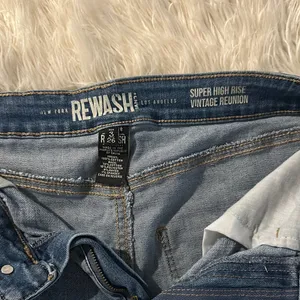 Rewash Blue Distressed Jean Shorts High-Waisted Frayed Hem thumbnail 3