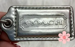 2" COACH Metallic Silver Fob Bag Charm Hang tag Hangtag thumbnail 1