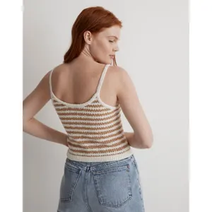 💕MADEWELL💕 Open Stitch Cardigan Sweater + Tank Set Stiped Earthen Sand Medium thumbnail 7