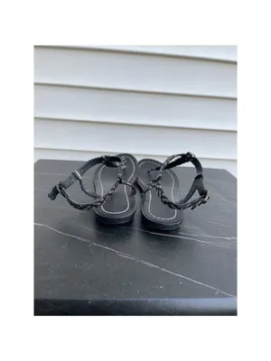 Audrey Brook women’s flat leather woven thong sandals braided black Sz 7 thumbnail 7