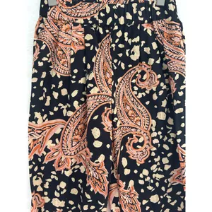 Who What Wear Womens‎ XS Paisley Spotted Print Cotton Pull On Pants Black Orange thumbnail 2