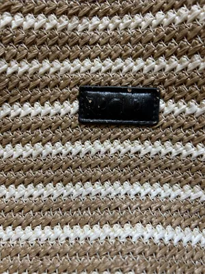 Rip Curl Beige and White Striped Rope Tote with Black Tassel thumbnail 2