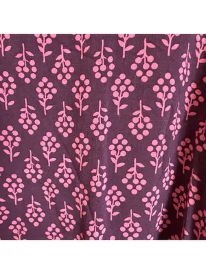 Boden Purple Pink Berry Floral Short Sleeve Belted Dress US 12 Long thumbnail 4