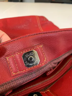 Vintage Y2K Marc Chantal Classic Ruby Red Pebbled Leather Shoulder Bag Purse thumbnail 9
