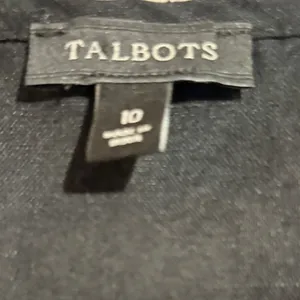 Talbots Embroidered Sleeveless Top 10 Black Excellent‎ Linen Blend Split Neck thumbnail 4