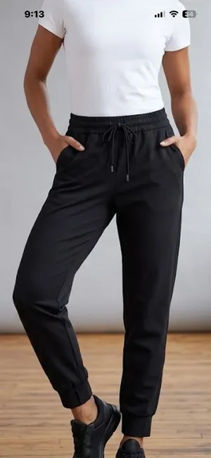 Zara Black Jogger Pants Size L Drawstring High Rise Cuffed Loungewear thumbnail 1