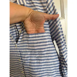 J.Crew‎ blue & white striped linen cotton bottom front top size small thumbnail 6