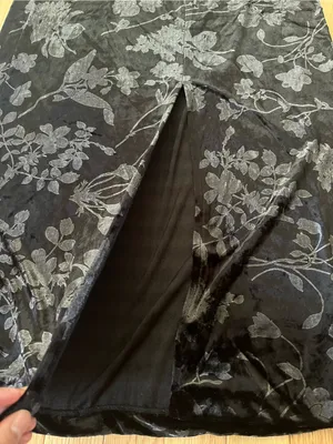 DKNY Black Floral Velvet Burnout Maxi Skirt Large Romantic 90s Holiday Feminine thumbnail 7