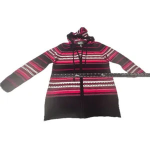 Lauren Active Ralph Lauren Hoodie Women Small Pink Black Striped Wool Blend Zip thumbnail 5