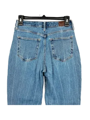 Hollister Curvy High Rise Mom Jeans Patchwork Denim Two Tone Blue Size 26 NWOT thumbnail 4
