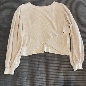 Lululemon Beige Reversible Crossover Sweater Knit Ribbed Cashmere Blend Size 6 thumbnail 2